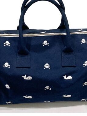 Libertine Target Navy Whale & Skull Embroidered Duffle Bag
